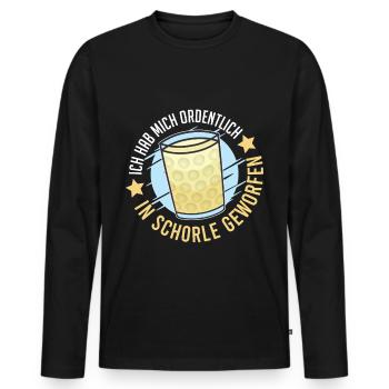 Hab mich ordentlich in Schorle geworfen - Männer Premium Bio Langarmshirt - Schwarz - Vorne - Nico (187cm)