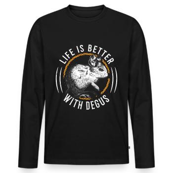 Life is better with Degus Degu gift - Men's Premium Organic Long Sleeve Shirt - black - Front - Nico (187cm)