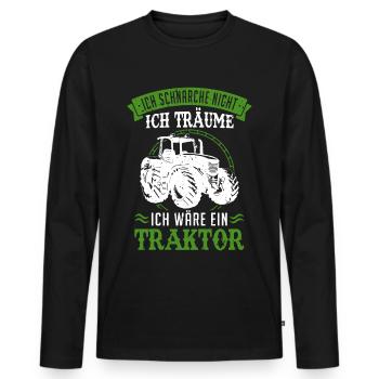 Ich schnarche nicht Ich träume ich sei ein Traktor - Männer Premium Bio Langarmshirt - Schwarz - Vorne - Nico (187cm)