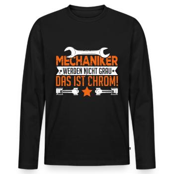 Mechaniker werden nicht grau Das ist Chrom - Männer Premium Bio Langarmshirt - Schwarz - Vorne - Nico (187cm)