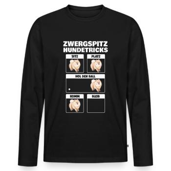 Zwergspitz Hundetricks Pomeranian Hund - Männer Premium Bio Langarmshirt - Schwarz - Vorne - Nico (187cm)