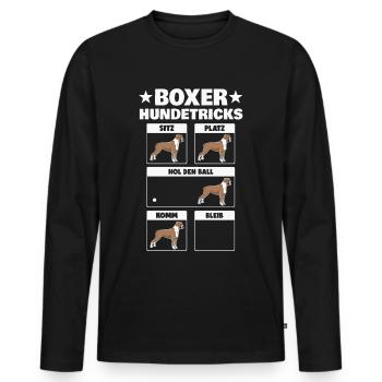 Boxer Hundetricks Hund - Männer Premium Bio Langarmshirt - Schwarz - Vorne - Nico (187cm)