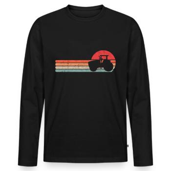 Tracteur tracteur vintage agriculteur agriculteur - T-shirt manches longues Premium bio Homme - noir - Devant - Nico (187cm)