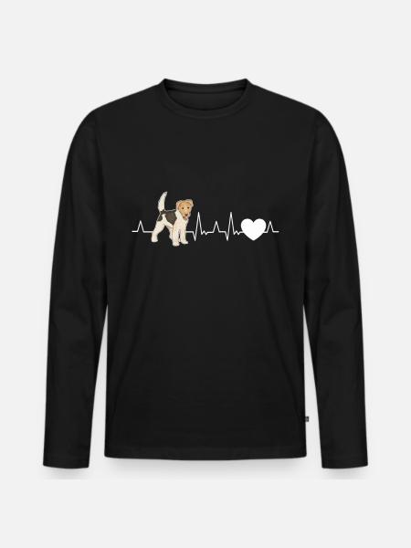 Foxterrier Herzschlag Drahthaar-Foxterrier - Männer Premium Bio Langarmshirt - Schwarz