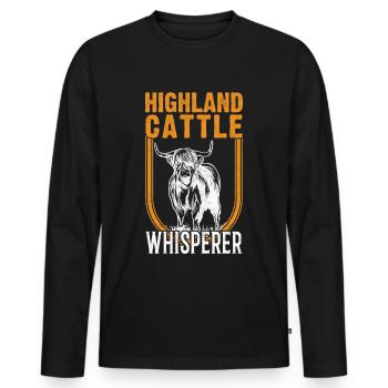 Highland Cattle Whisperer cow cattle farmer - Men's Premium Organic Long Sleeve Shirt - black - Front - Nico (187cm)