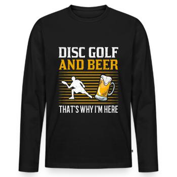Disc golf et bière Voilà pourquoi je suis ici Disc golf - T-shirt manches longues Premium bio Homme - noir - Devant - Nico (187cm)