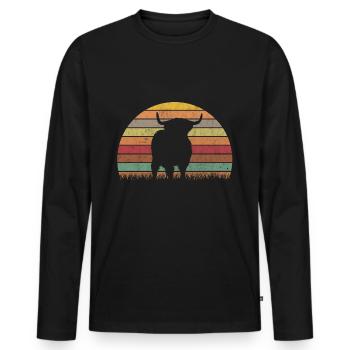 Scottish Highland Cattle Vintage Highland Cattle - Men's Premium Organic Long Sleeve Shirt - black - Front - Nico (187cm)