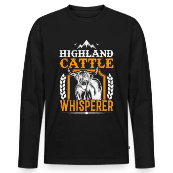 Highland Cattle Whisperer cow cattle farmer - Men's Premium Organic Long Sleeve Shirt - black - Front - Nico (187cm)