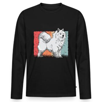 Samoyed vintage sled dog Samoyed - Men's Premium Organic Long Sleeve Shirt - black - Front - Nico (187cm)