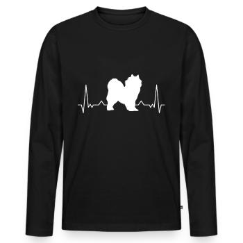 Chien de traîneau Samoyède Heartbeat Samoyède - T-shirt manches longues Premium bio Homme - noir - Devant - Nico (187cm)
