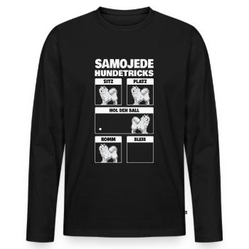Samojede Hundetricks Schlittenhund Samojeden - Männer Premium Bio Langarmshirt - Schwarz - Vorne - Nico (187cm)