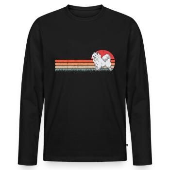 Samoyed vintage sled dog Samoyed - Men's Premium Organic Long Sleeve Shirt - black - Front - Nico (187cm)