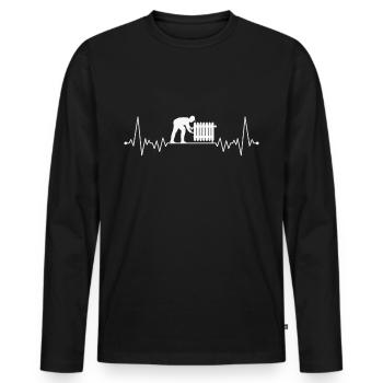 Heating engineer heartbeat heating system mechanic - Men's Premium Organic Long Sleeve Shirt - black - Front - Nico (187cm)