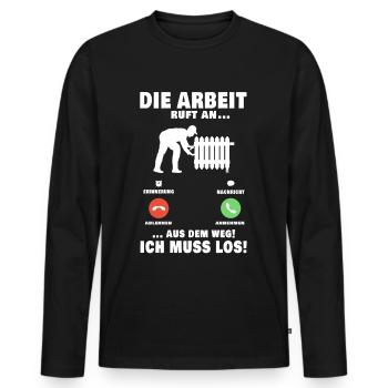 Heizungsbauer Anruf Heizung Anlagenmechaniker - Männer Premium Bio Langarmshirt - Schwarz - Vorne - Nico (187cm)