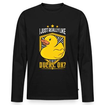 J'aime vraiment les canards ok? Cadeau de canard en caoutchouc - T-shirt manches longues Premium bio Homme - noir - Devant - Nico (187cm)