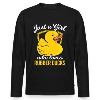 Canard en caoutchouc Juste une fille qui aime les canards en caoutchouc - T-shirt manches longues Premium bio Homme - noir - Devant - Nico (187cm)