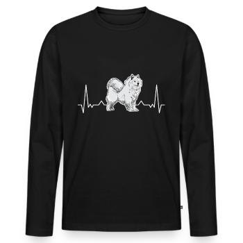 Samoyed heartbeat sled dog Samoyed - Men's Premium Organic Long Sleeve Shirt - black - Front - Nico (187cm)