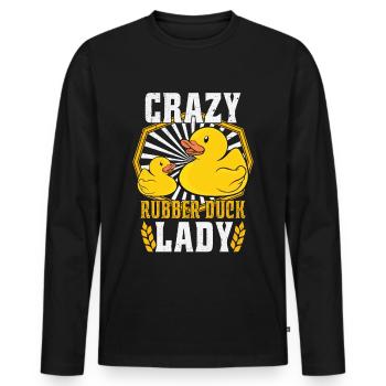 Crazy Rubber Duck Lady Gummienten - Männer Premium Bio Langarmshirt - Schwarz - Vorne - Nico (187cm)