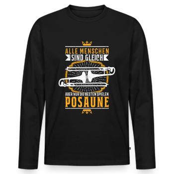 Posaune Blasorchester Posaunenspieler Posaunist - Männer Premium Bio Langarmshirt - Schwarz - Vorne - Nico (187cm)