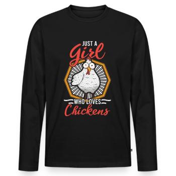 Chicken Girl Chicken Chicken Girl Gift - Men's Premium Organic Long Sleeve Shirt - black - Front - Nico (187cm)