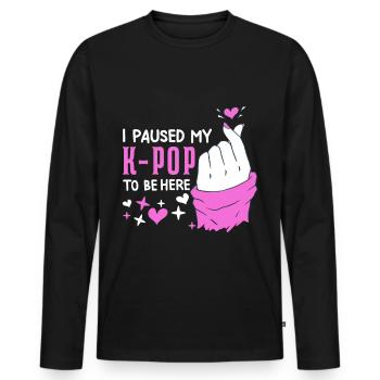 Korean Pop K-POP Corée du Sud Music - T-shirt manches longues Premium bio Homme - noir - Devant - Nico (187cm)