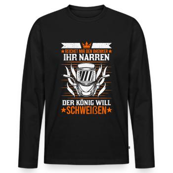 Schweißen König Schweißgerät Schweißermaske - Männer Premium Bio Langarmshirt - Schwarz - Vorne - Nico (187cm)