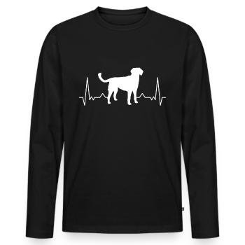 Small Münsterländer heartbeat dog hunting dog - Men's Premium Organic Long Sleeve Shirt - black - Front - Nico (187cm)