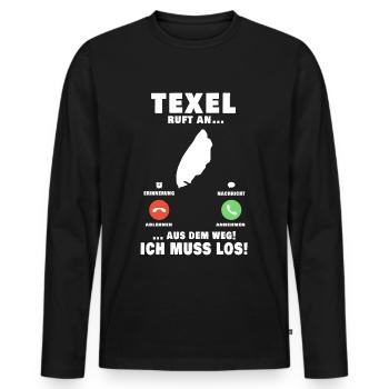 Texel calls to Netherlands Holland holiday - Men's Premium Organic Long Sleeve Shirt - black - Front - Nico (187cm)