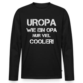 Uropa Geschenk - Männer Premium Bio Langarmshirt - Schwarz - Vorne - Nico (187cm)