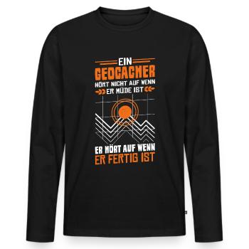 Geocacher Spruch Geocache Geocaching GPS-Tracker - Männer Premium Bio Langarmshirt - Schwarz - Vorne - Nico (187cm)