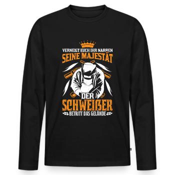 Schweißer Majestät Schweißermaske Schweisser König - Männer Premium Bio Langarmshirt - Schwarz - Vorne - Nico (187cm)