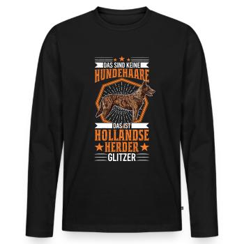 Hollandse Herder Glitzer Holländischer Schäferhund - Männer Premium Bio Langarmshirt - Schwarz - Vorne - Nico (187cm)