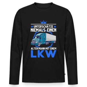 LKW-Fahrer Alter Mann Lastwagen Spedition LKW - Männer Premium Bio Langarmshirt - Schwarz - Vorne - Nico (187cm)