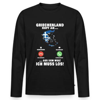 Griechenland Telefon Rhodos Urlaub Kreta Reise - Männer Premium Bio Langarmshirt - Schwarz - Vorne - Nico (187cm)