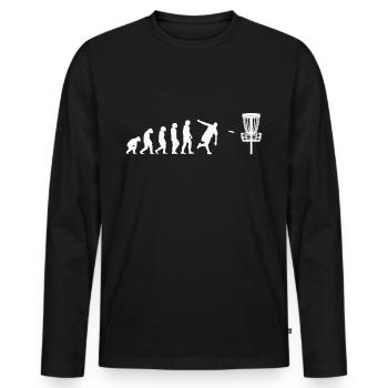 Discgolf Evolution Throwing Disc Golf - Men's Premium Organic Long Sleeve Shirt - black - Front - Nico (187cm)