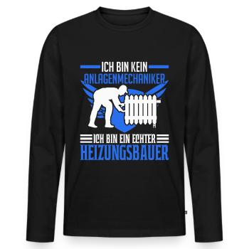 Heizungsbauer Heizungsbau Anlagenmechaniker - Männer Premium Bio Langarmshirt - Schwarz - Vorne - Nico (187cm)