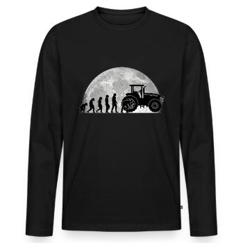 Agricultural Machine Mechanic Evolution Moon Tractor - Men's Premium Organic Long Sleeve Shirt - black - Front - Nico (187cm)