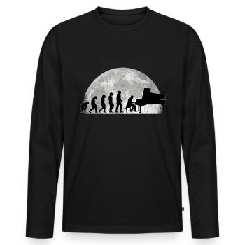Pianist Evolution Mond Piano Klavier Geschenk - Männer Premium Bio Langarmshirt - Schwarz - Vorne - Nico (187cm)