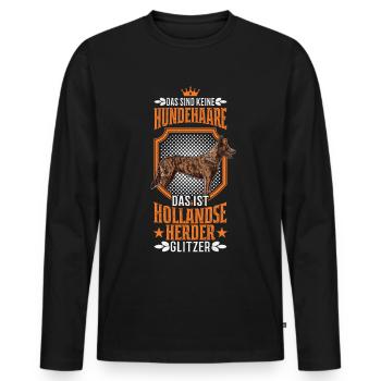 Hollandse Herder Glitzer Holländischer Schäferhund - Männer Premium Bio Langarmshirt - Schwarz - Vorne - Nico (187cm)