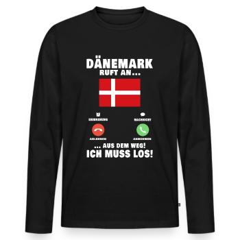 Dänemark Urlaub Anruf Fanö Reise Telefon Geschenk - Männer Premium Bio Langarmshirt - Schwarz - Vorne - Nico (187cm)