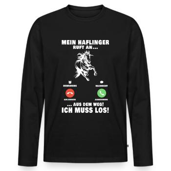 Haflinger Pferd Telefon Reiterin Pferdemädchen - Männer Premium Bio Langarmshirt - Schwarz - Vorne - Nico (187cm)