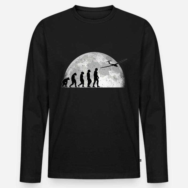 Glider Evolution Moon Glider - Men's Premium Organic Long Sleeve Shirt - black