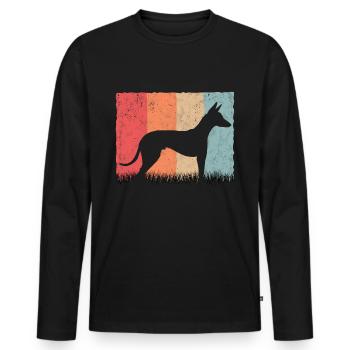 Podenco Retro Ibizan Hound Lévrier Vintage - T-shirt manches longues Premium bio Homme - noir - Devant - Nico (187cm)