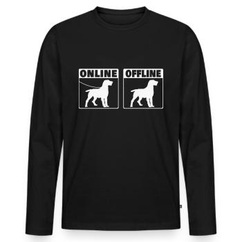 Deutsch Drahthaar Online German Wirehaired - Männer Premium Bio Langarmshirt - Schwarz - Vorne - Nico (187cm)