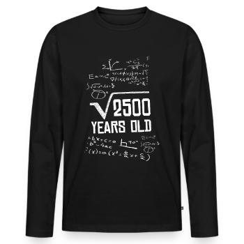 2500 years old root 50th birthday mathematician - Men's Premium Organic Long Sleeve Shirt - black - Front - Nico (187cm)