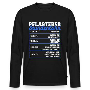 Pflasterer Stundenlohn Steinsetzer Lohn Geschenk - Männer Premium Bio Langarmshirt - Schwarz - Vorne - Nico (187cm)