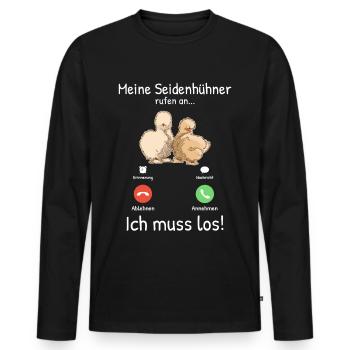 Meine Seidenhühner rufen an Seidenhuhn Silkie Huhn - Männer Premium Bio Langarmshirt - Schwarz - Vorne - Nico (187cm)