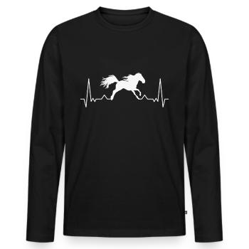Friesenpferd Reiterin Friese Pferd - Männer Premium Bio Langarmshirt - Schwarz - Vorne - Nico (187cm)