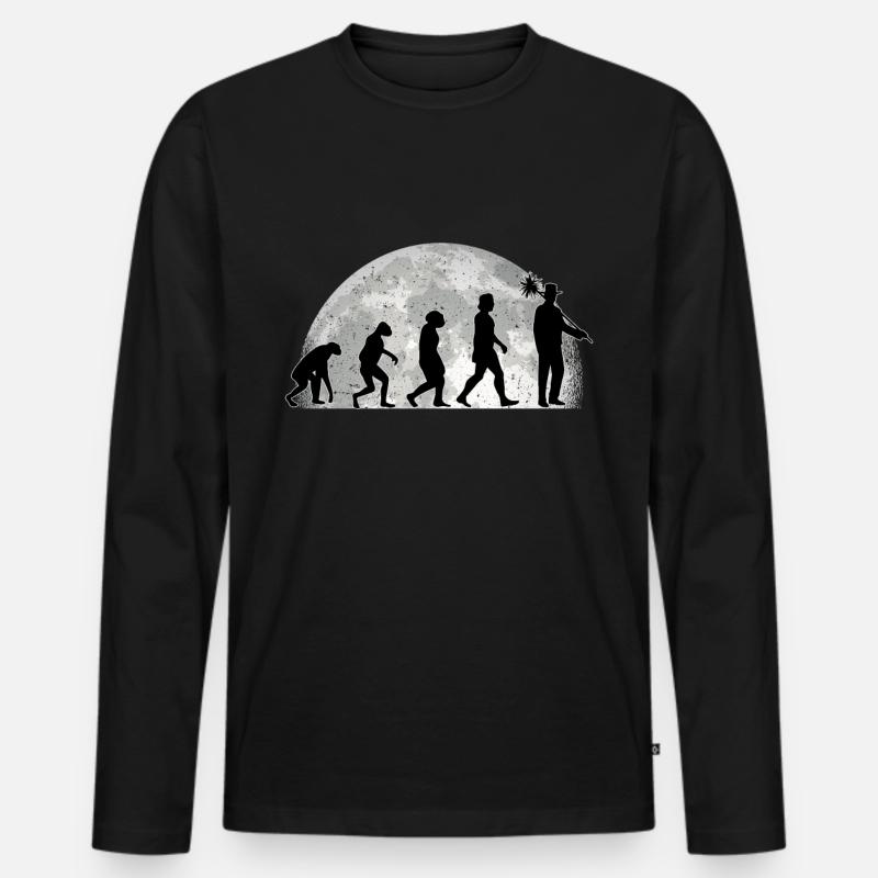 Ramonage Evolution Lune Cheminée Ramoneur Cheminée T-shirt manches longues Premium bio Homme