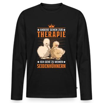 Seidenhuhn Therapie Seidenhühner Silkie Huhn - Männer Premium Bio Langarmshirt - Schwarz - Vorne - Nico (187cm)